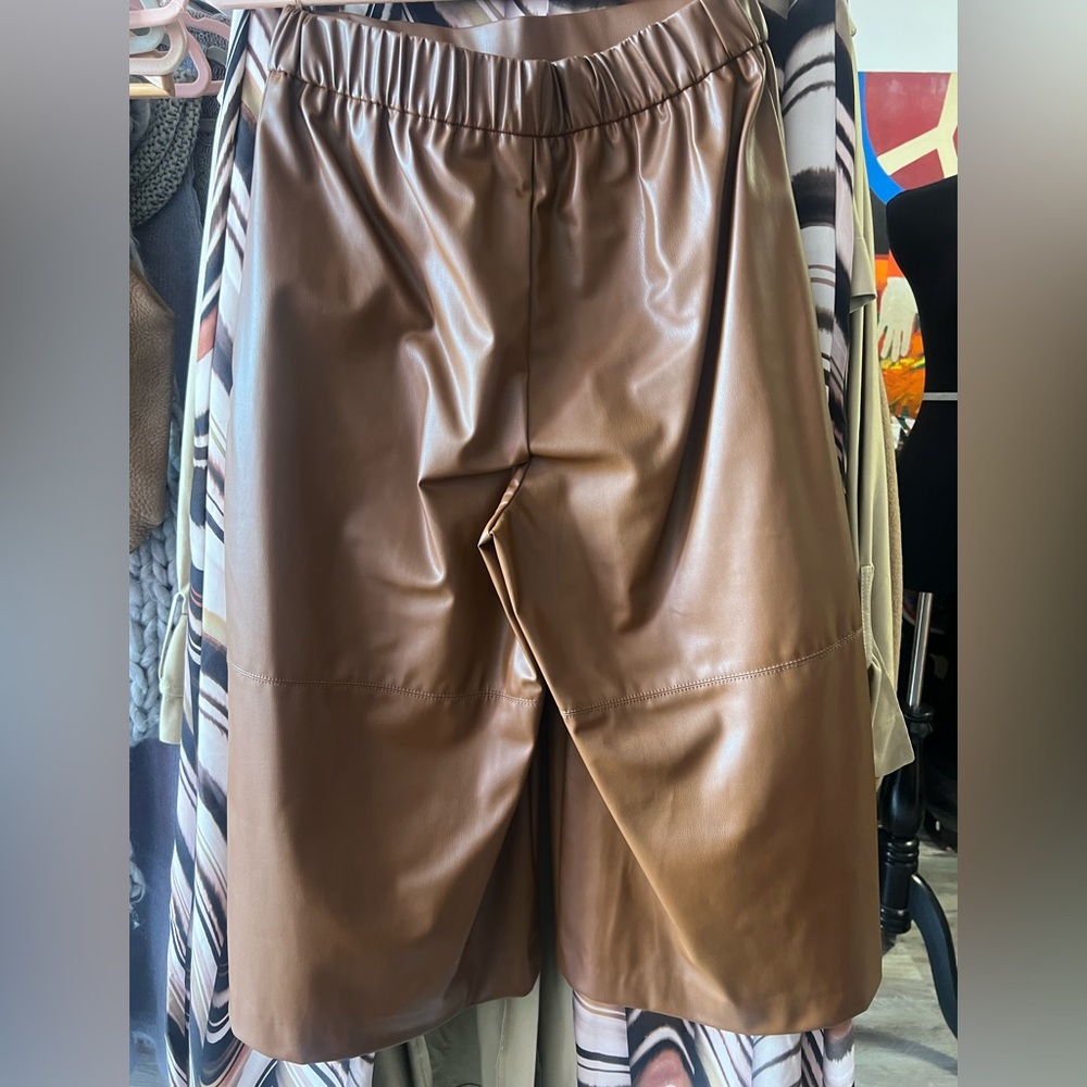 Brown Faux Leather Women Shorts - Picture 7 of 8